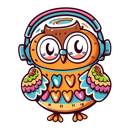Colorful Owl with Headphones