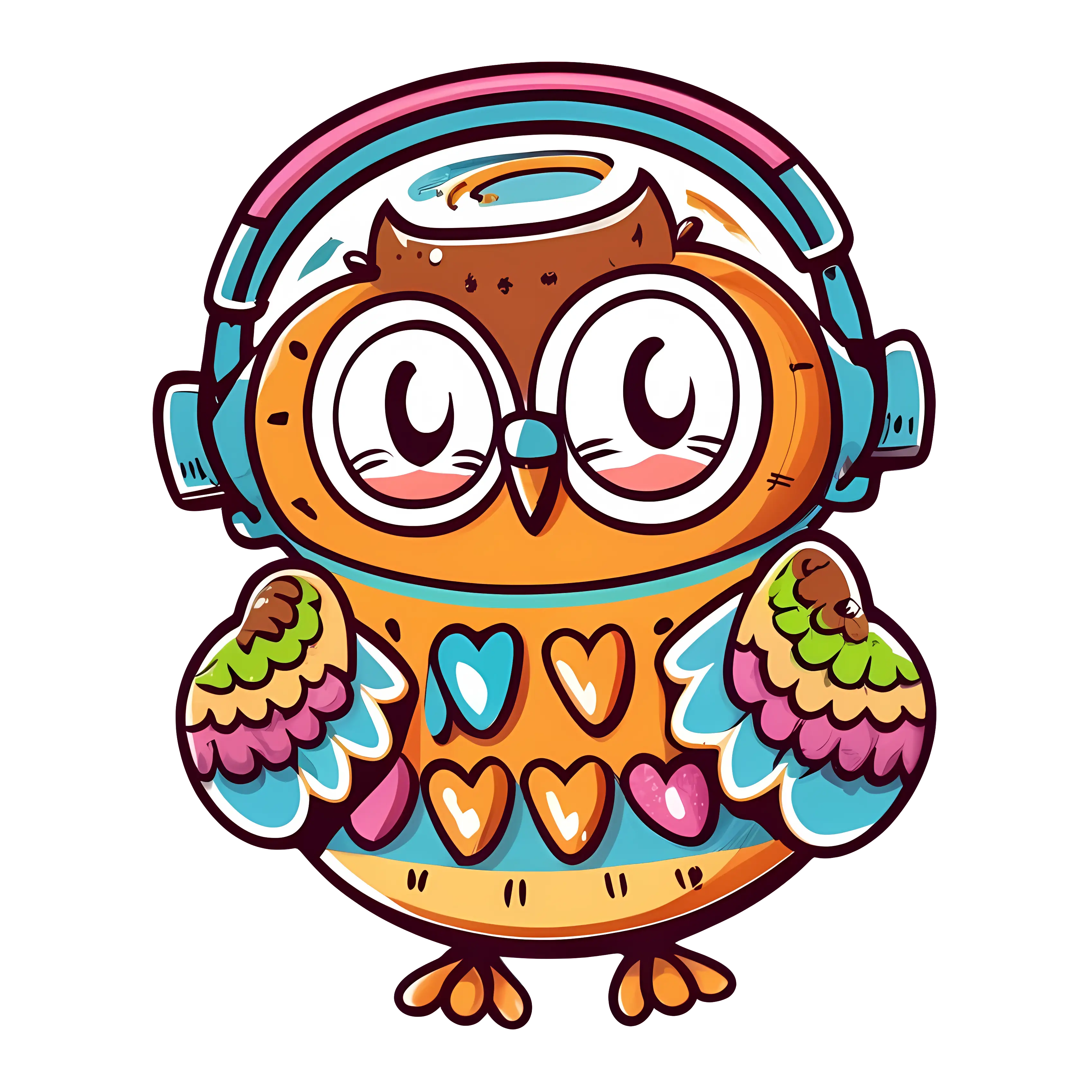 Colorful Owl with Headphones