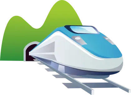 Blue Bullet Train Exiting Tunnel