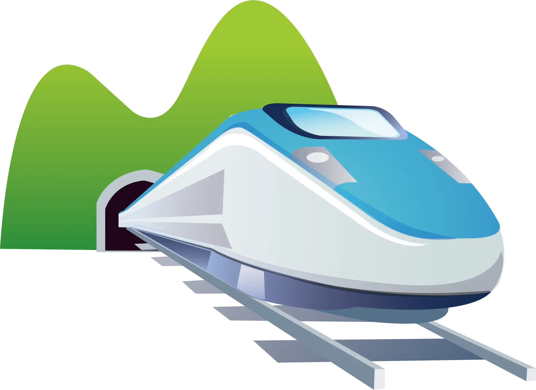 Blue Bullet Train Exiting Tunnel