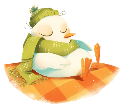 Cozy Bird Sleeping with Scarf and Hat