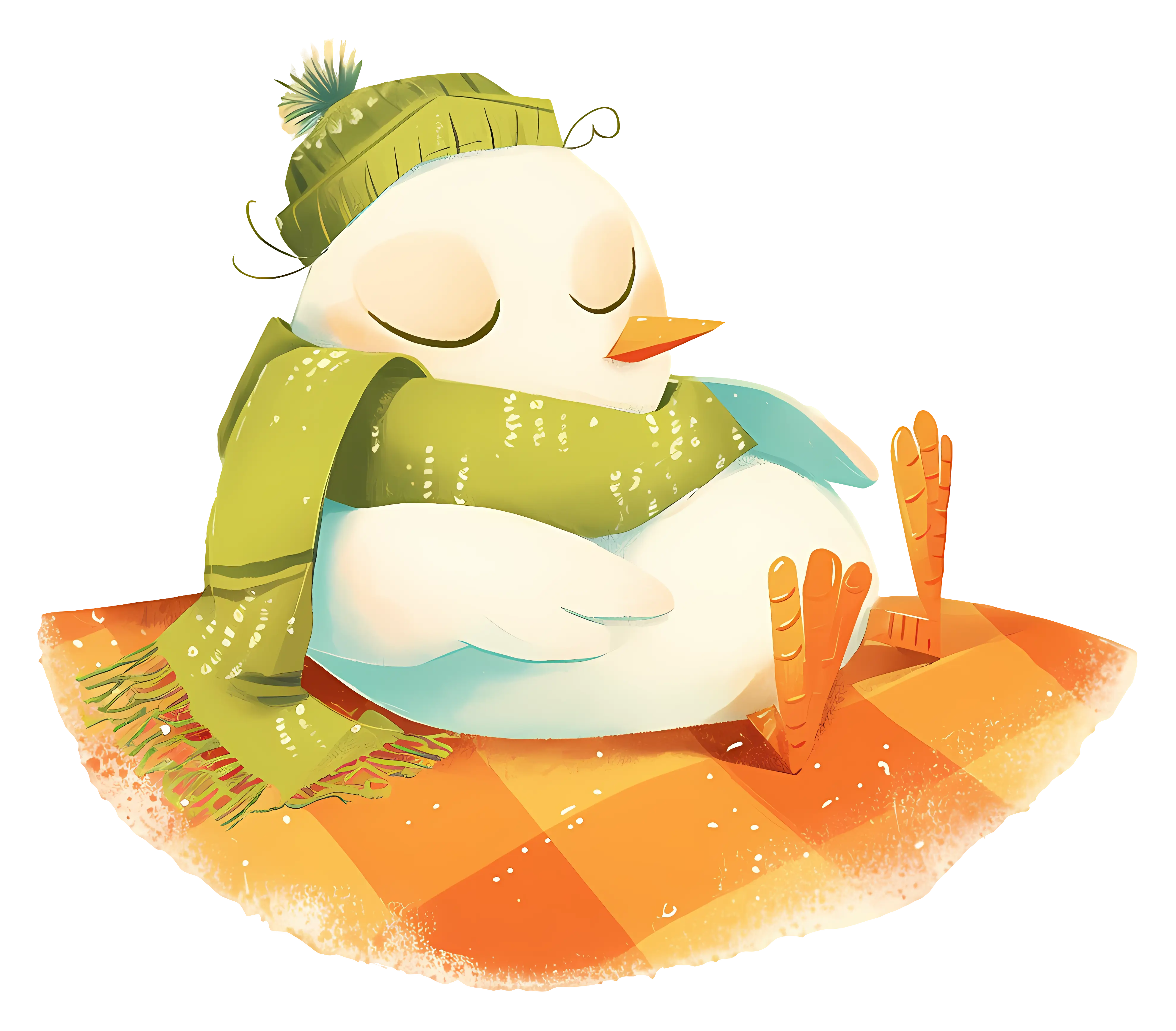 Cozy Bird Sleeping with Scarf and Hat