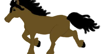 Cartoon Brown Horse in Running Motion