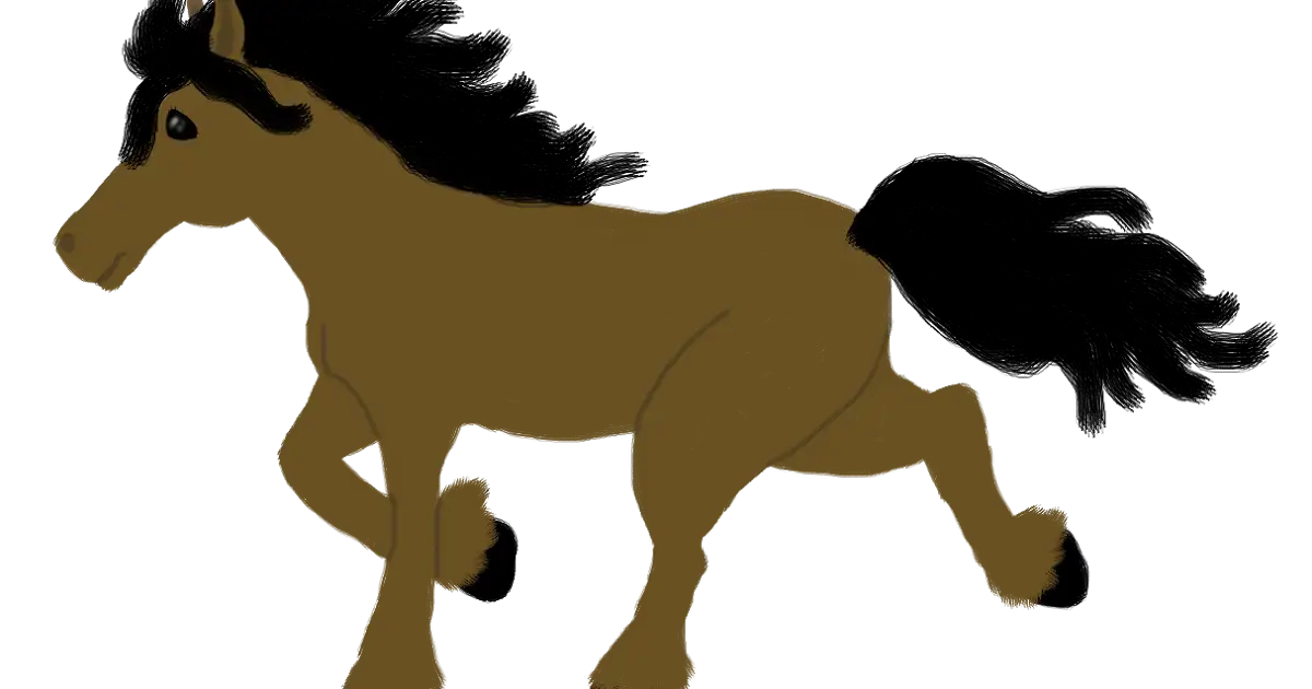 Cartoon Brown Horse in Running Motion