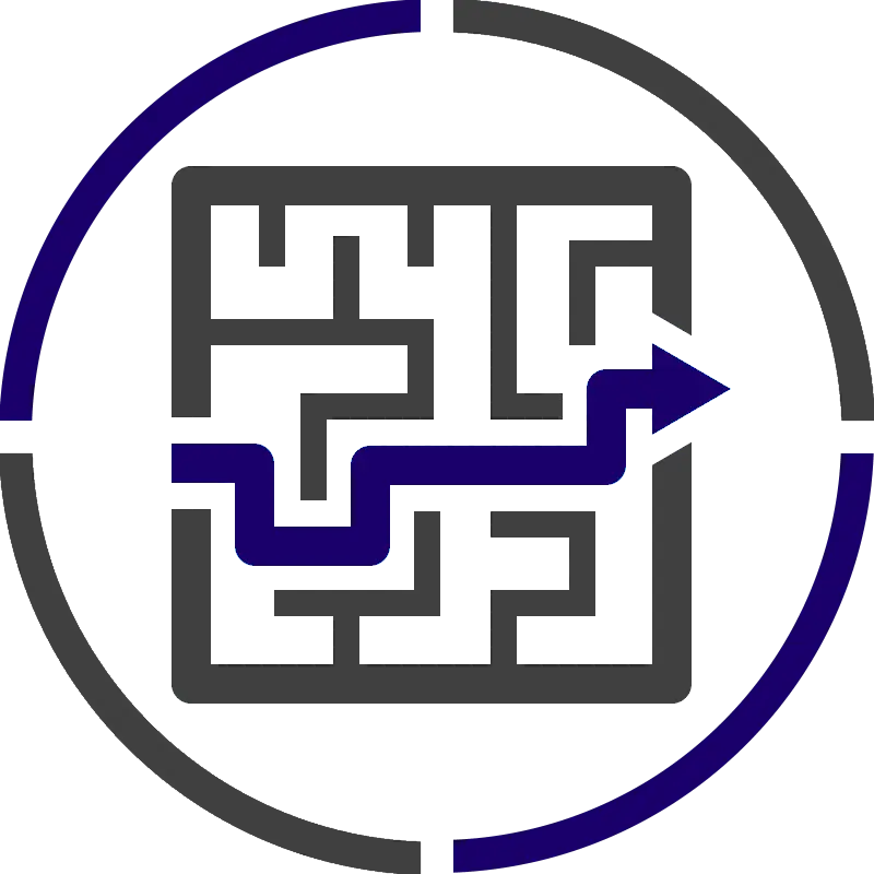 Maze with Pathfinding Arrow Icon
