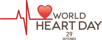 World Heart Day Logo with Heart and Heartbeat Design
