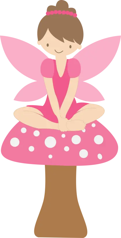 Pink Fairy Sitting on Mushroom