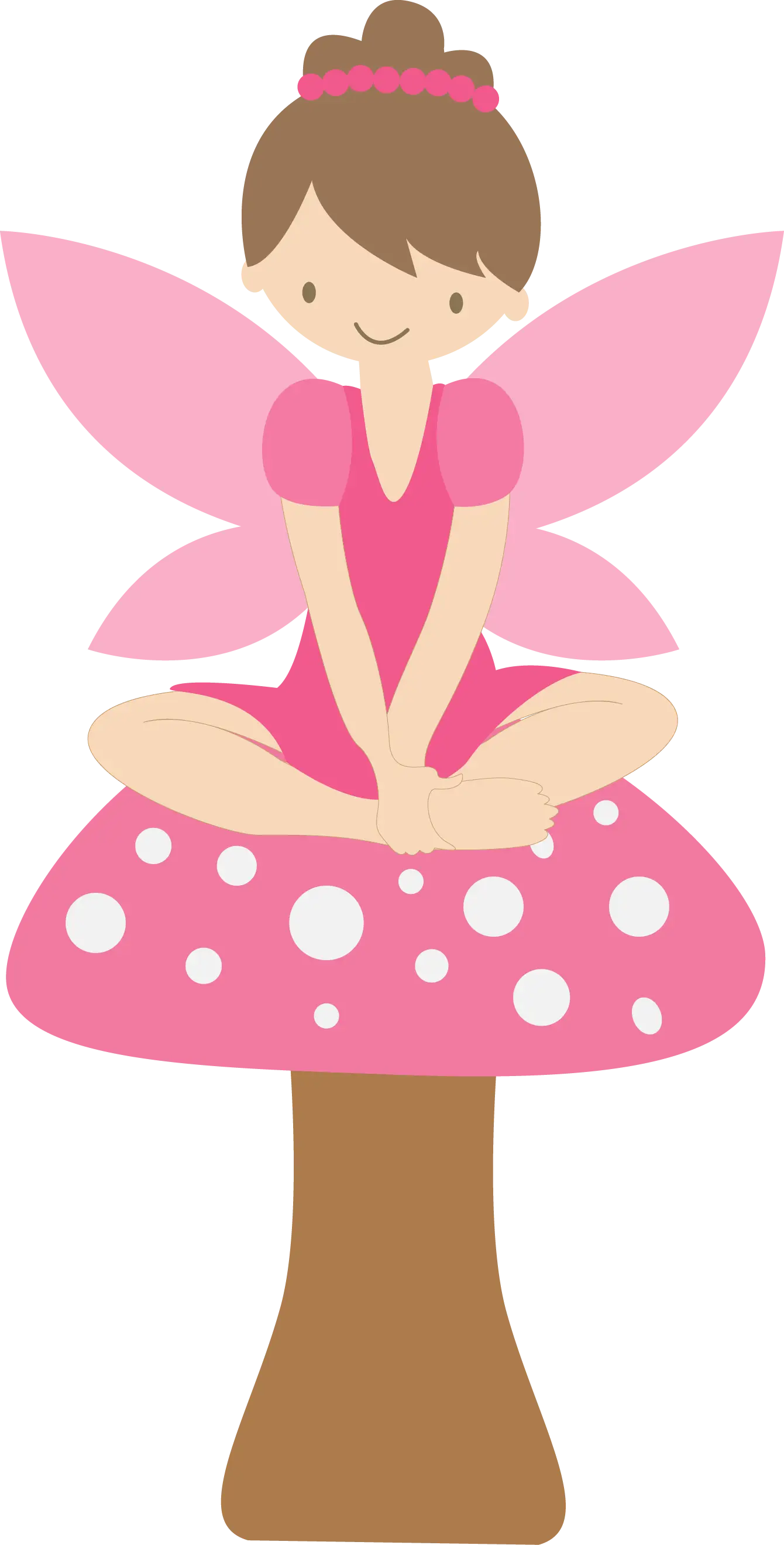 Pink Fairy Sitting on Mushroom