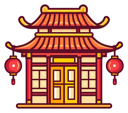 Traditional Pagoda with Lanterns