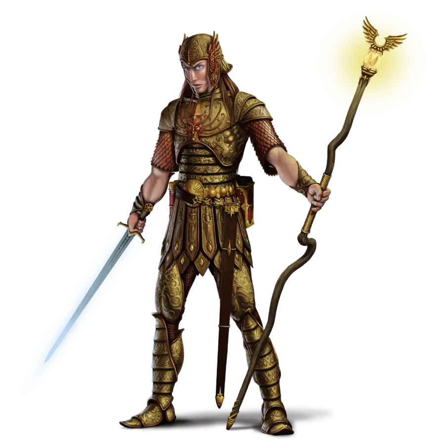 Fantasy Warrior with Armor and Weapons