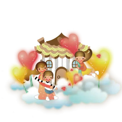 Happy Family with Heart Balloons