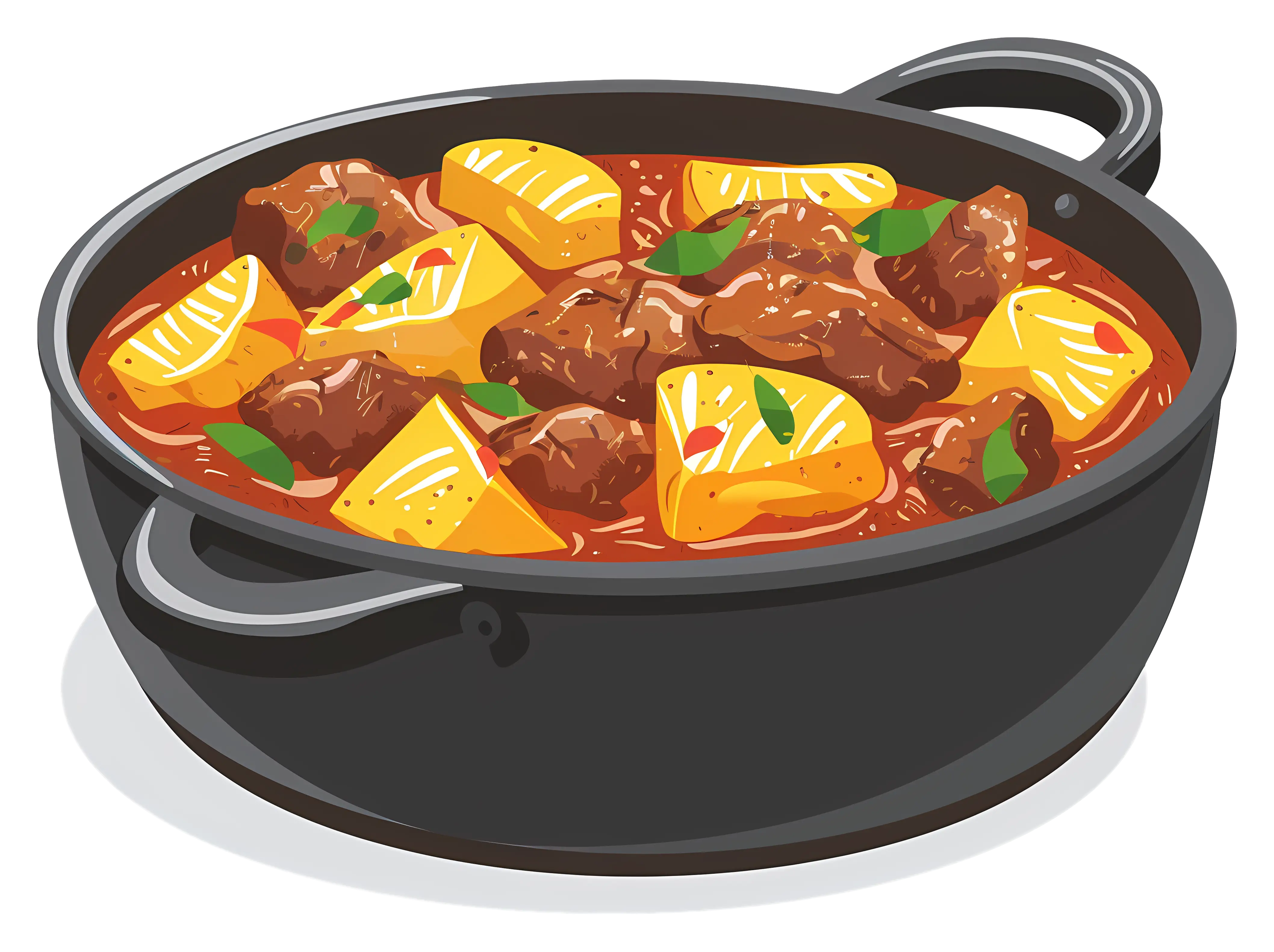 Hearty Stew in Black Pot Illustration