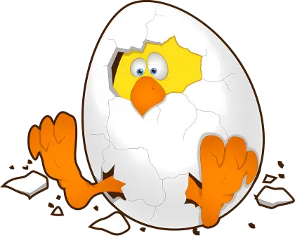 Cartoon Chick Hatching from Egg