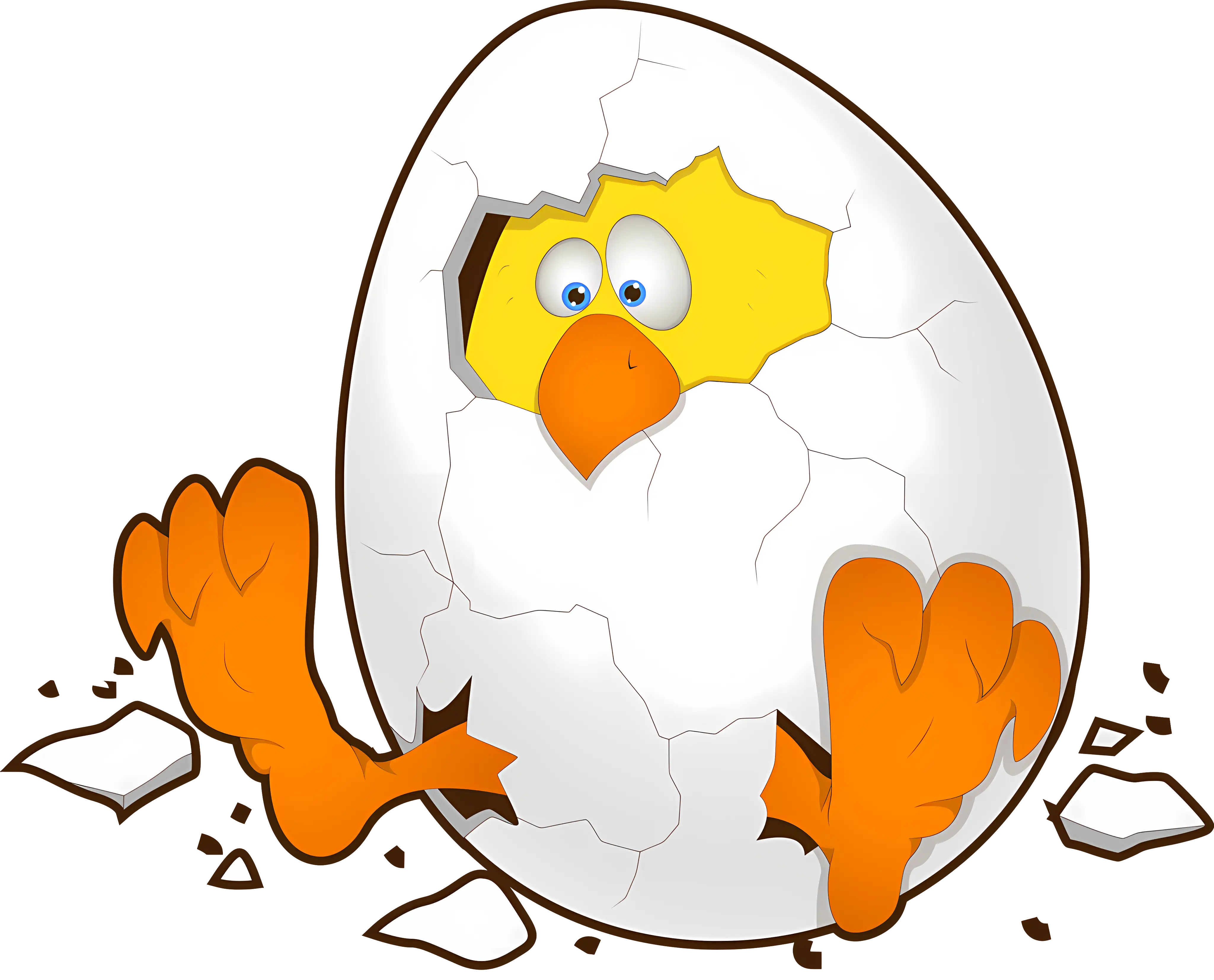 Cartoon Chick Hatching from Egg