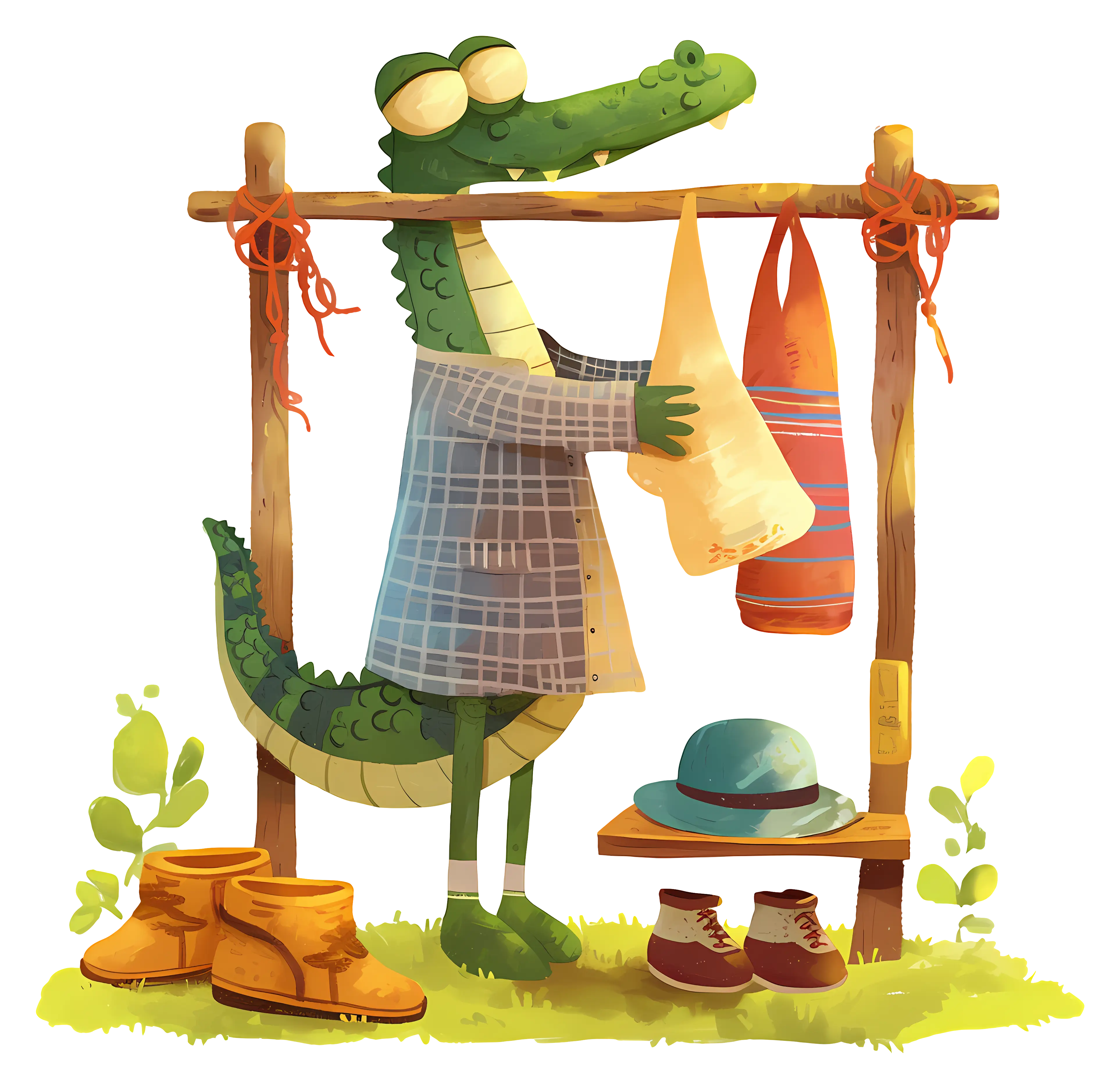 Fashionable Crocodile with Clothes