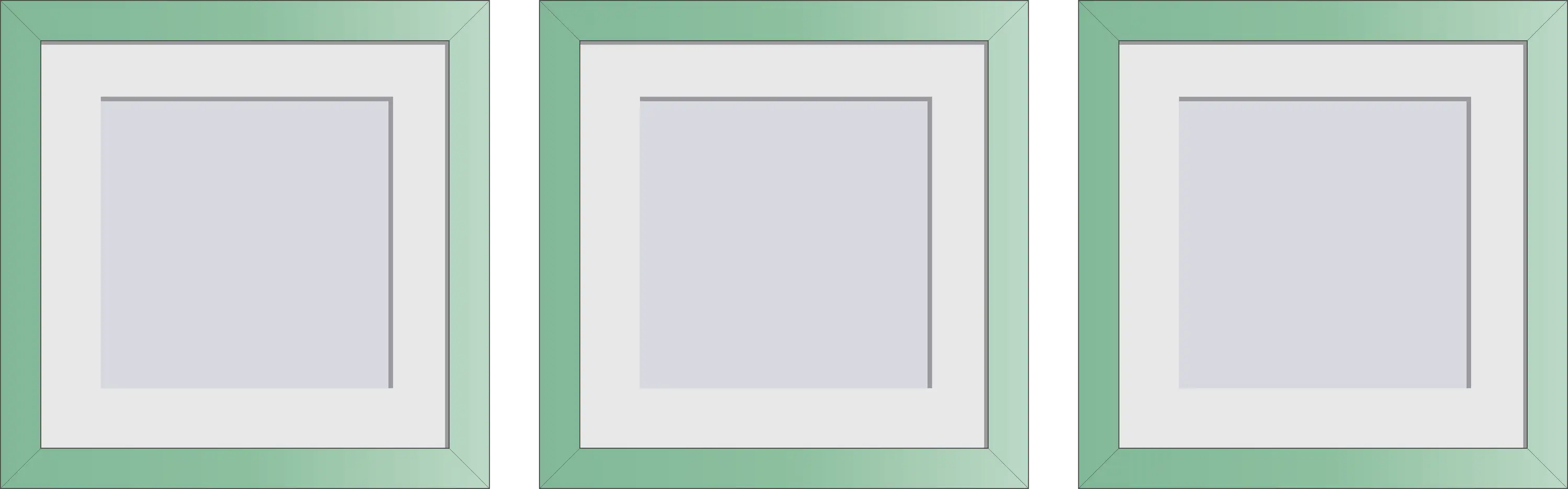 Set of Three Green Photo Frames