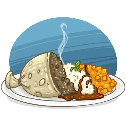 Illustrated Plate of a Steaming Meal
