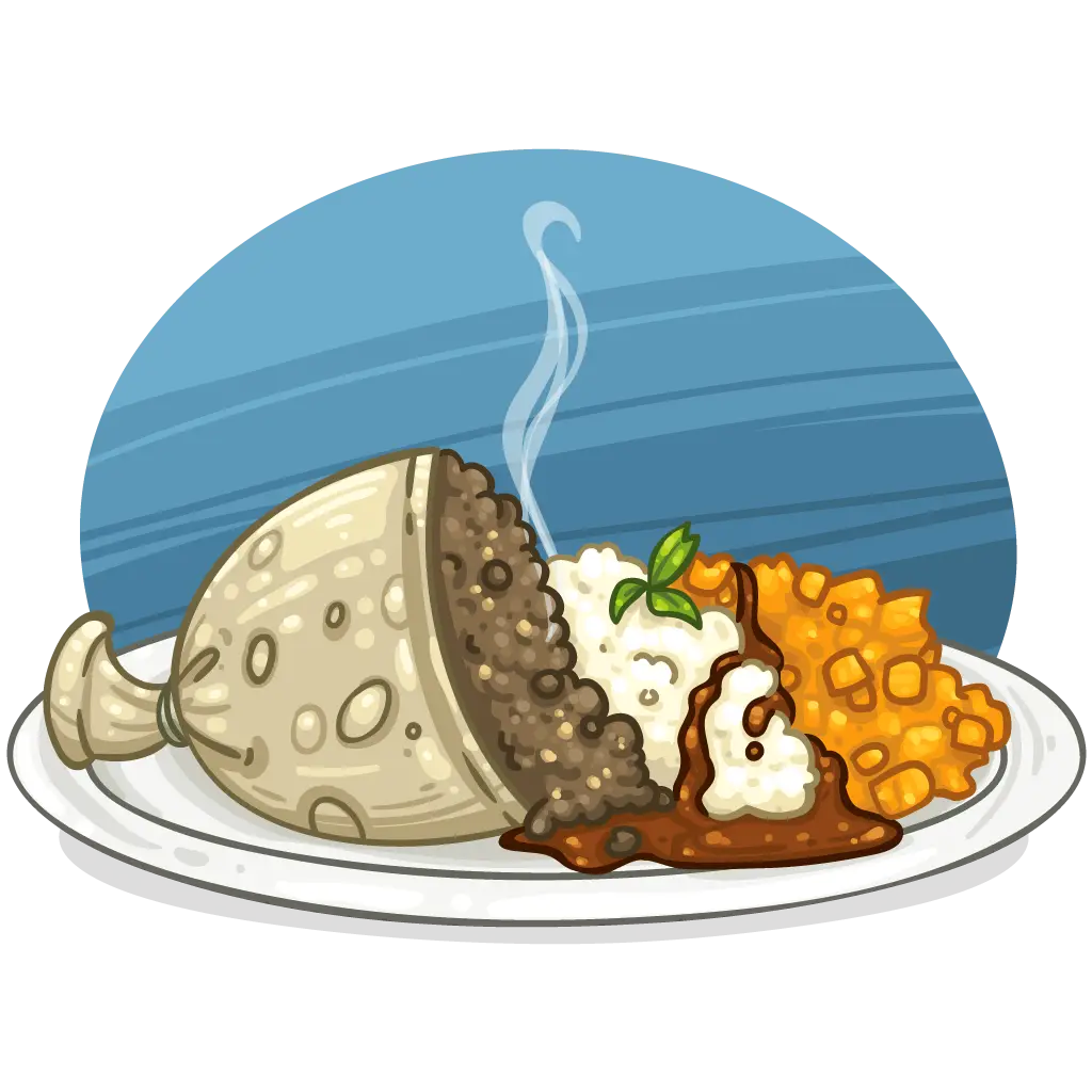 Illustrated Plate of a Steaming Meal