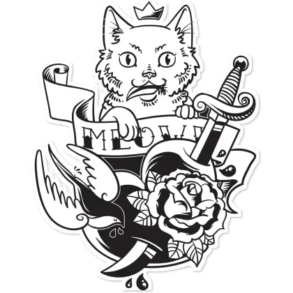Cat Crest with Sword and Rose