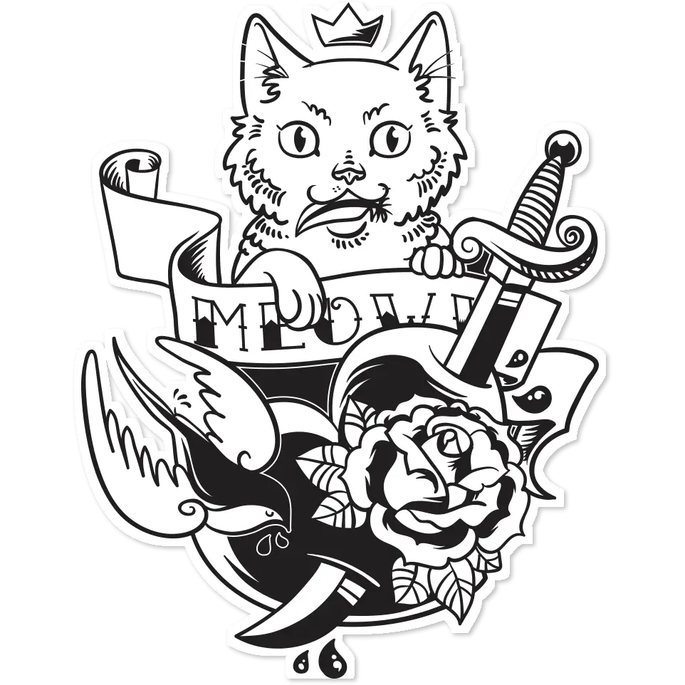 Cat Crest with Sword and Rose