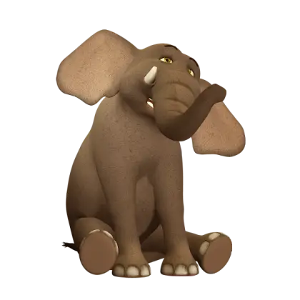 Cute Cartoon Elephant Sitting