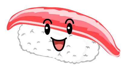 Cute Sushi Cartoon with Happy Expression