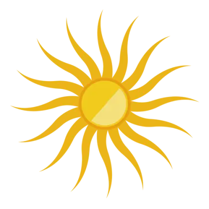 Yellow Sun Illustration with Rays