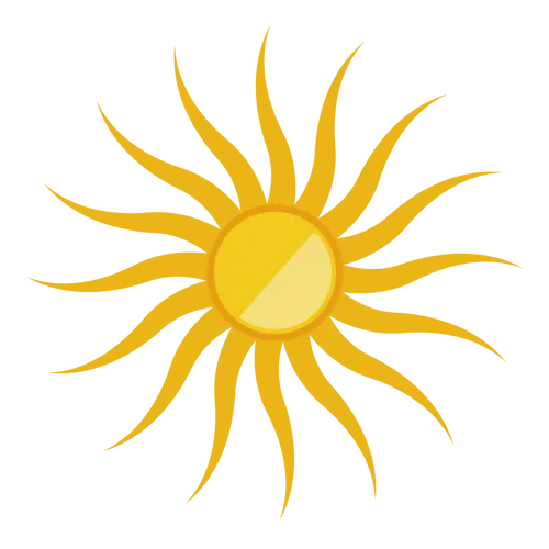 Yellow Sun Illustration with Rays