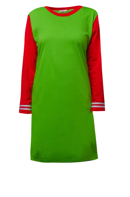 Green Dress with Red Sleeves
