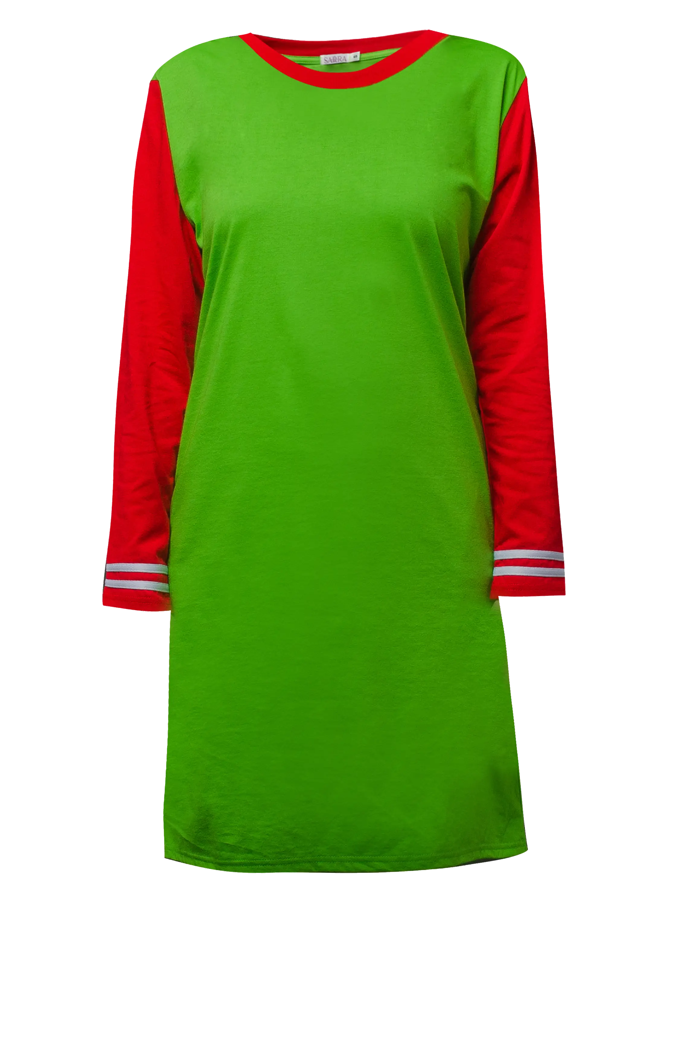 Green Dress with Red Sleeves