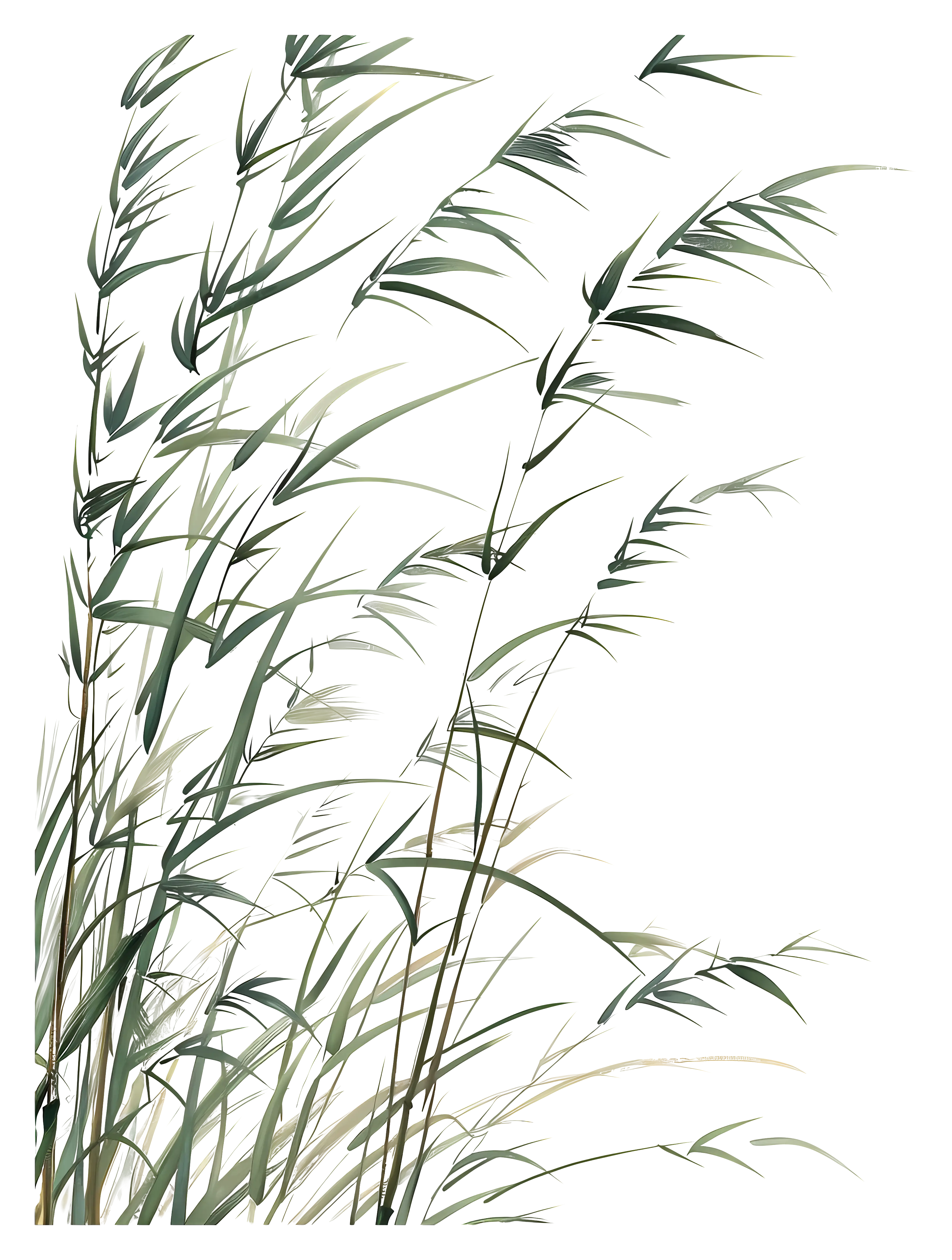 Green Bamboo Stalks