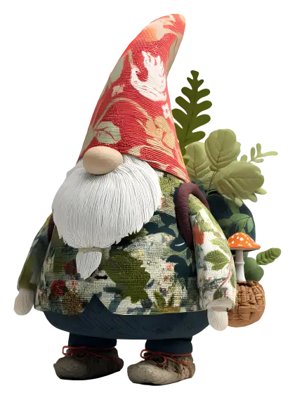 Garden Gnome with Plants