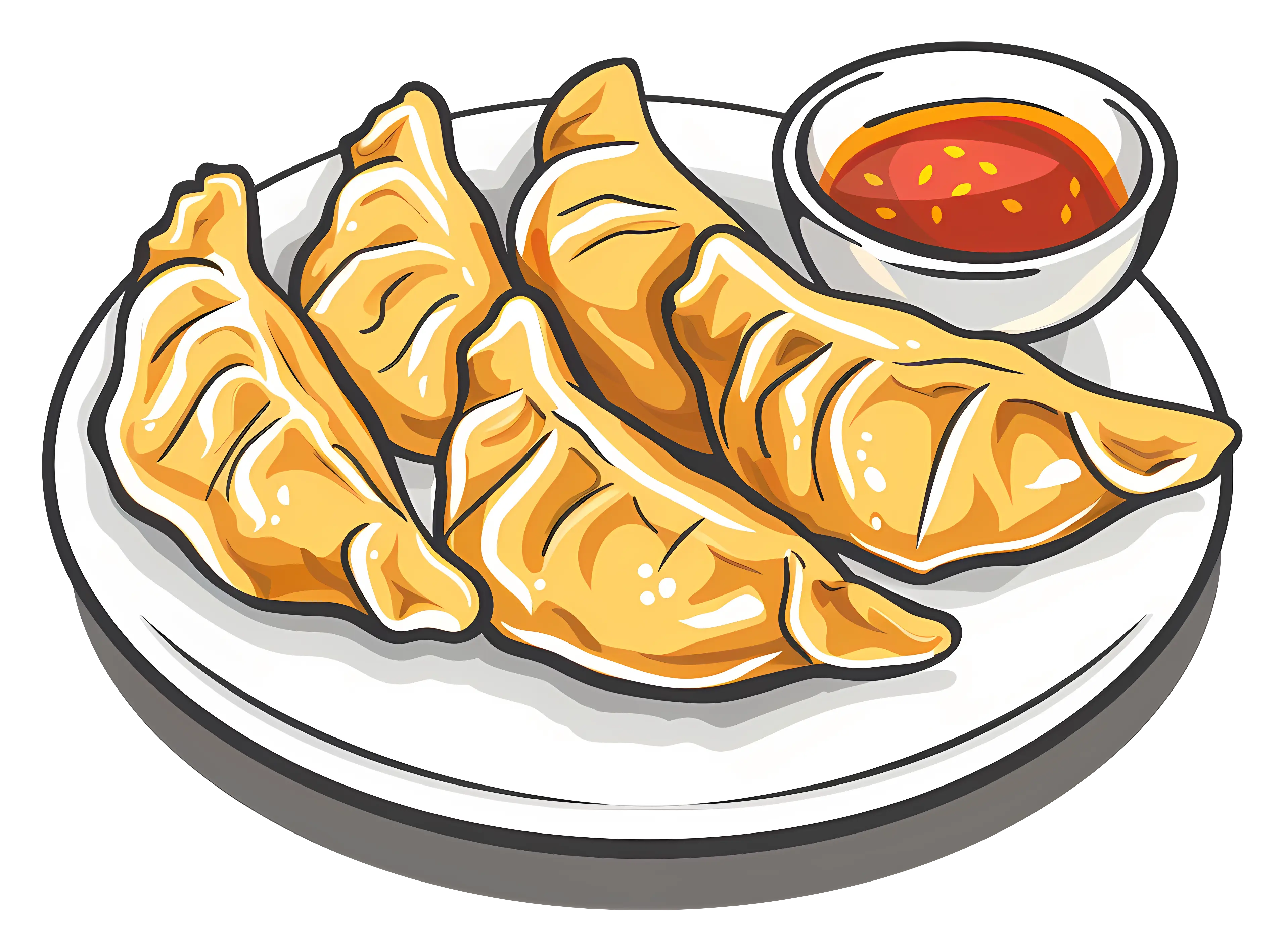 Plate of Delicious Dumplings with Sauce
