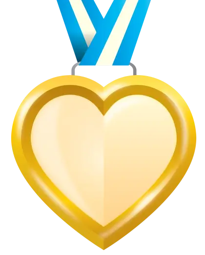 Gold Heart Medal with Ribbon
