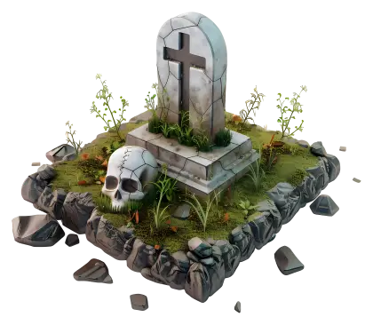 Gravestone with Skull