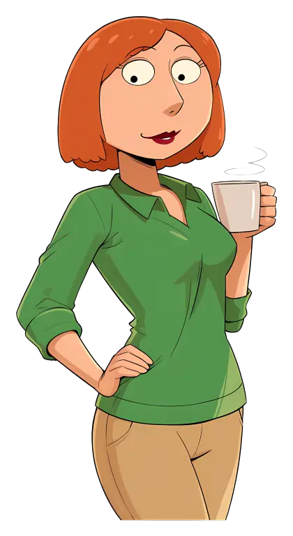 Cartoon Woman Holding Coffee Cup
