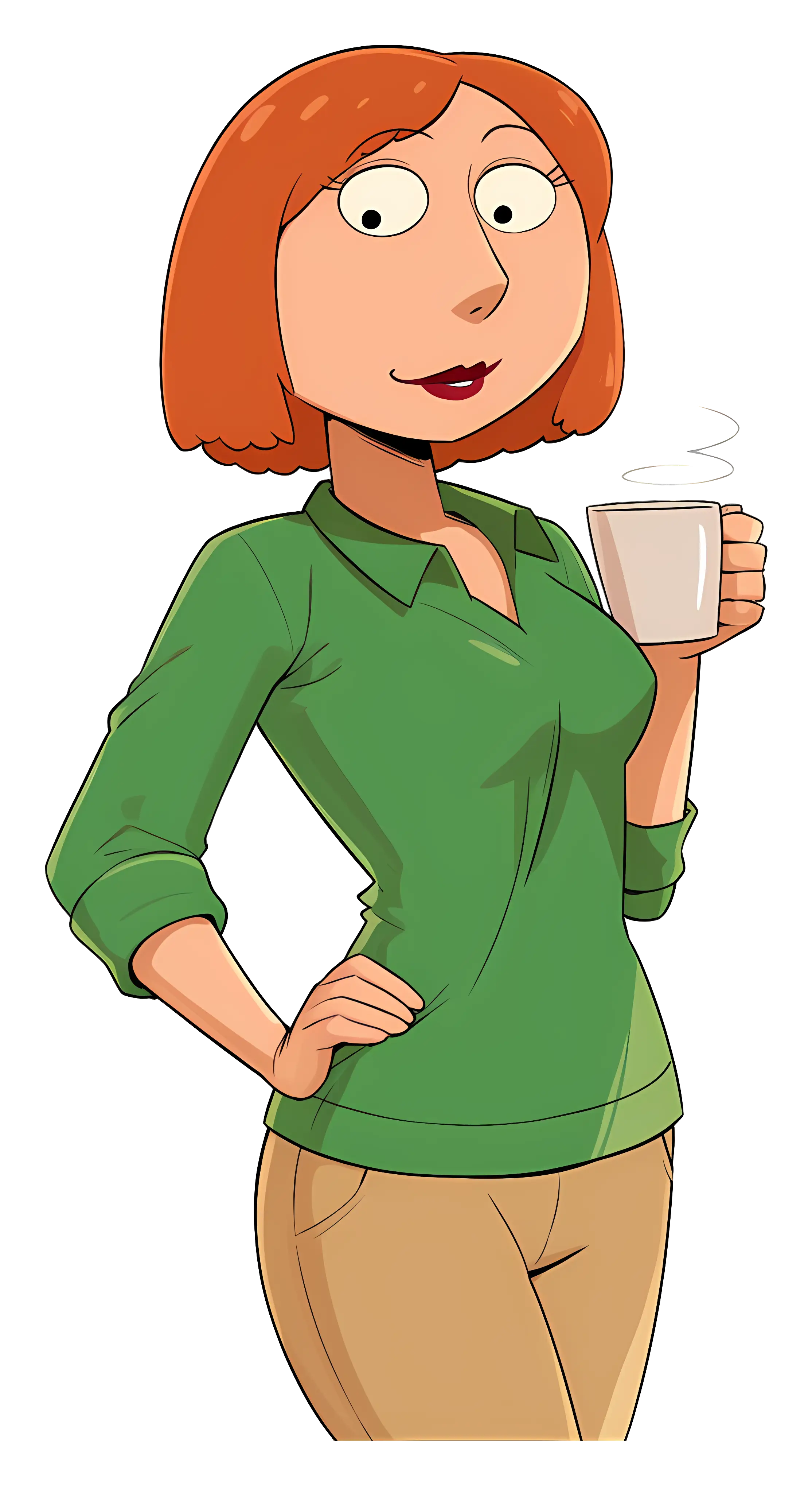 Cartoon Woman Holding Coffee Cup