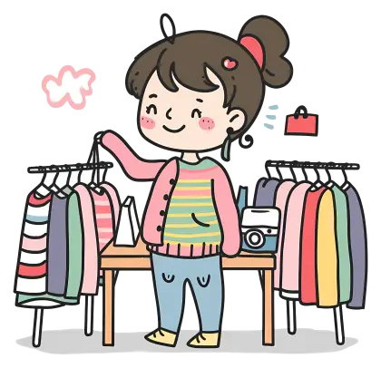 Girl Shopping for Clothes