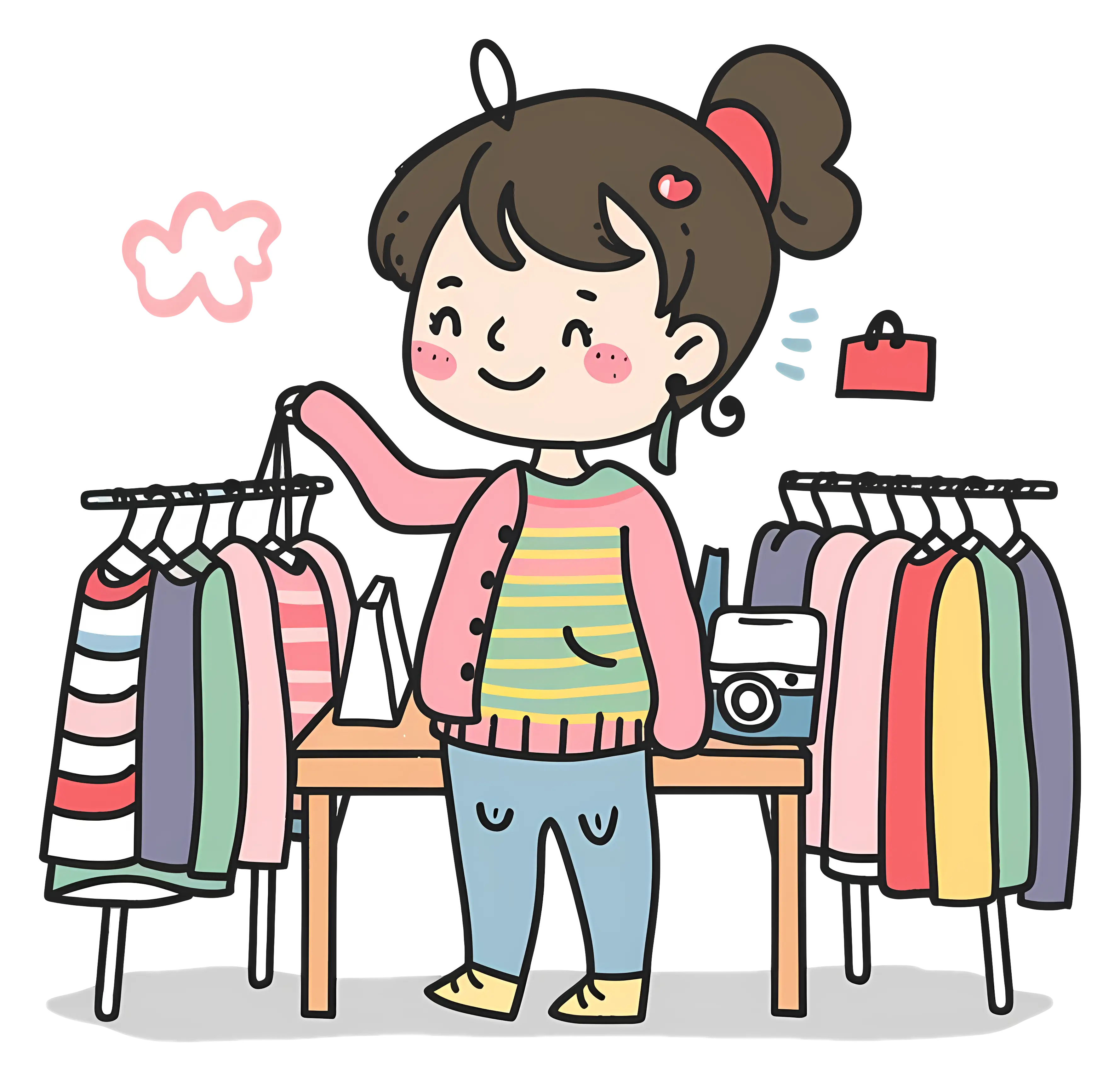 Girl Shopping for Clothes