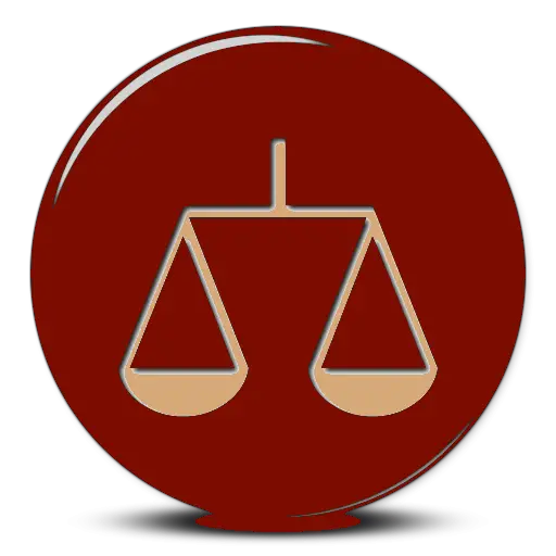 Red Icon of Scales of Justice Symbol