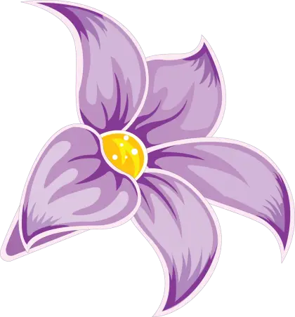Illustrated Purple Flower with Yellow Center