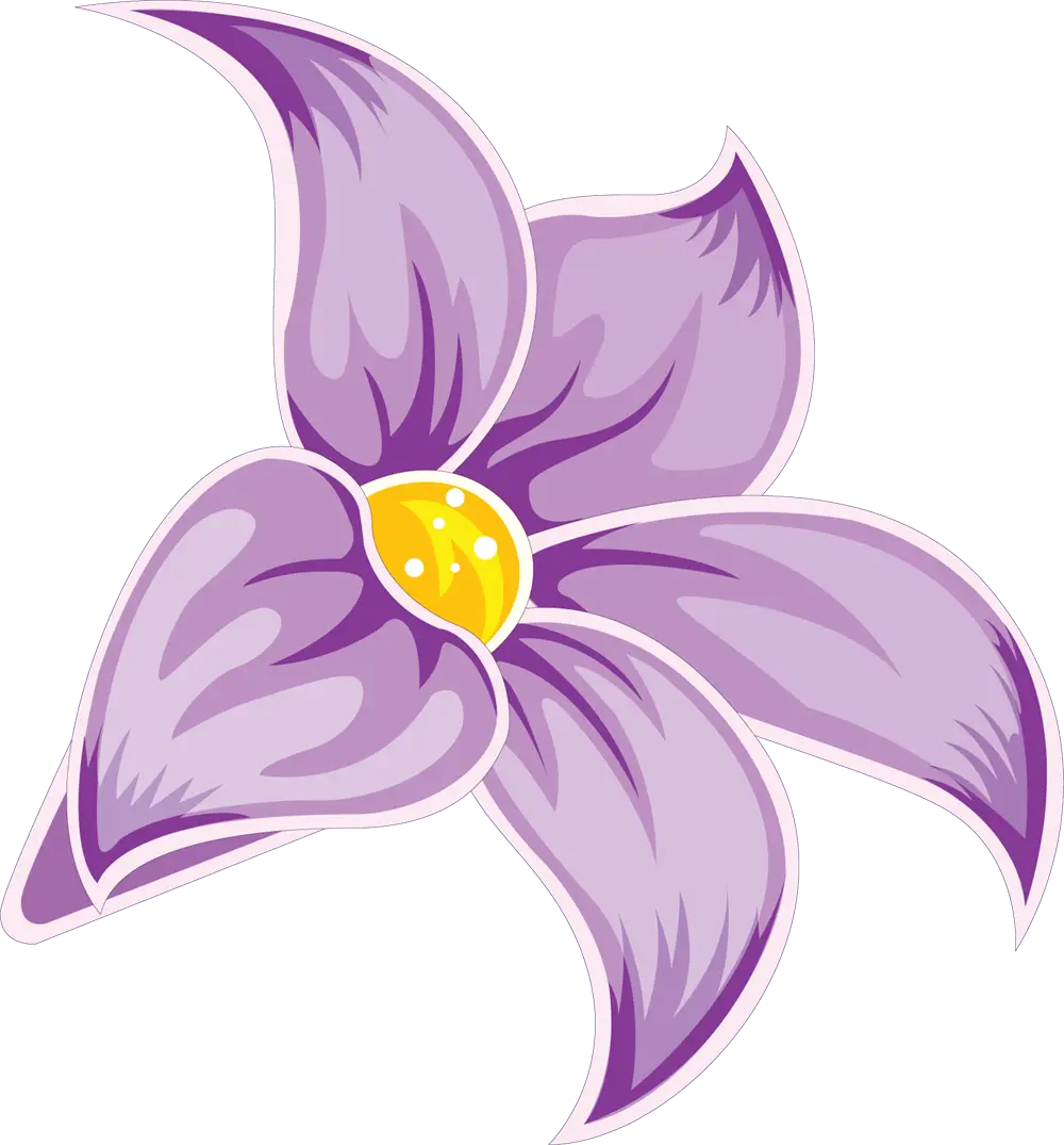 Illustrated Purple Flower with Yellow Center