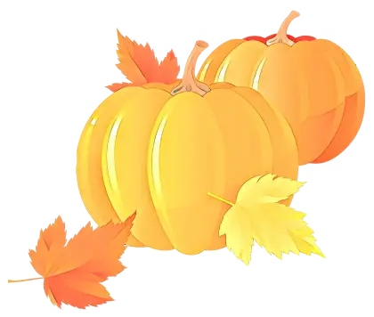 Two Pumpkins with Autumn Leaves