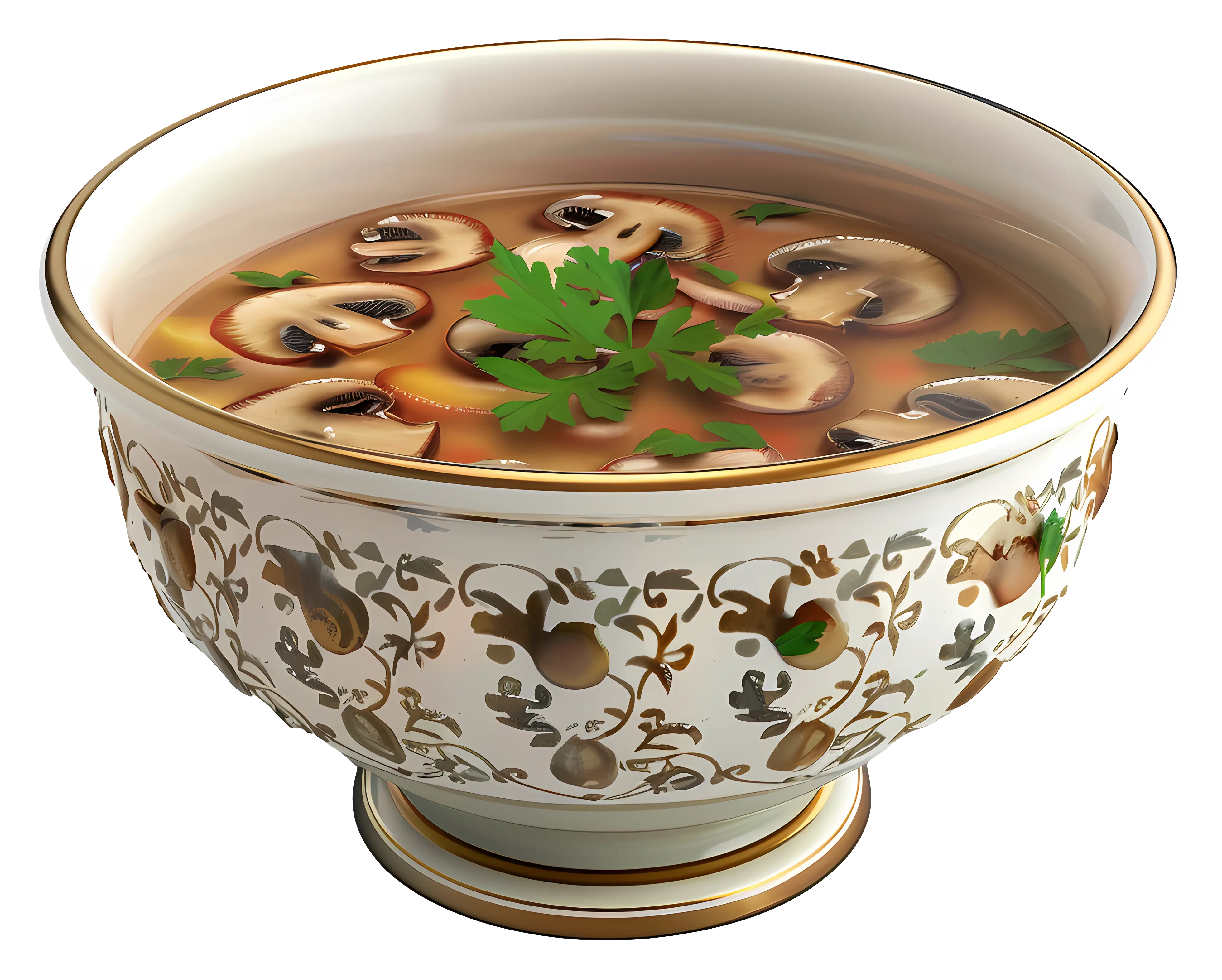 Mushroom Soup in a Decorative Bowl