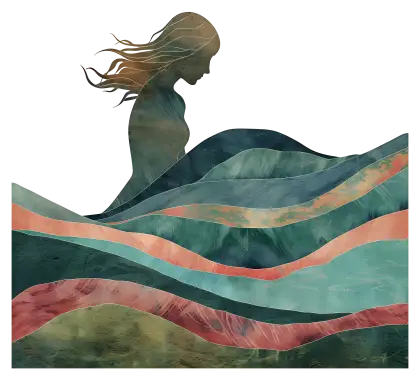 Woman Silhouette with Waves