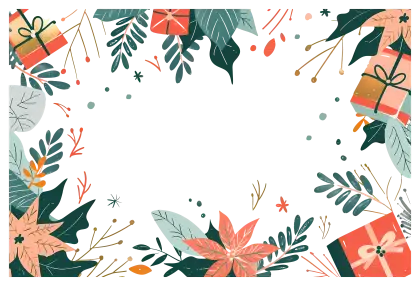Decorative Floral Frame with Gifts