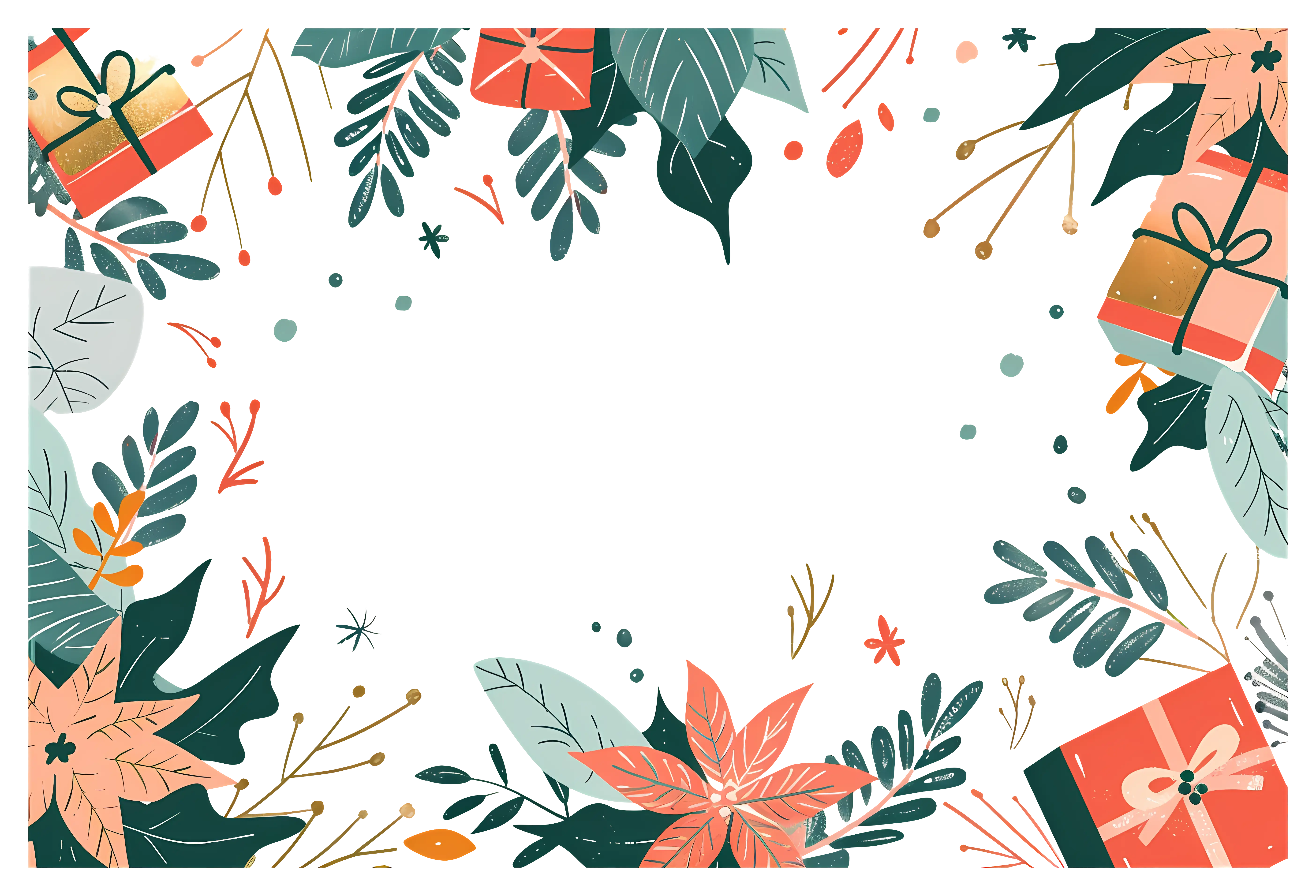 Decorative Floral Frame with Gifts