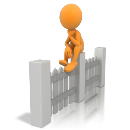 Orange Cartoon Figure Sitting on Fence