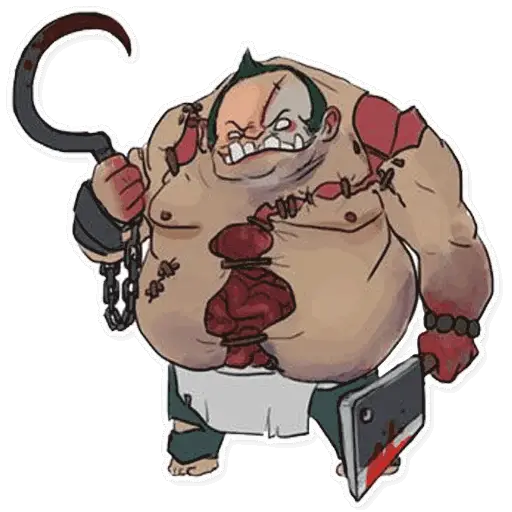 Cartoon Character with Hook and Cleaver