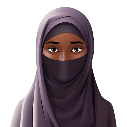 Stylized Woman in Hijab and Veil Illustration